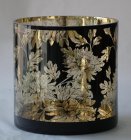 Glas.-Windlicht "Flower"       black/gold