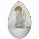 Weihwasserkessel betender Engel kniend blau Porzellan 10 cm