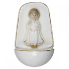 Weihwasserkessel Engel mit Taube weiss Porzellan 10 cm