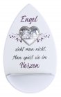 Weihwasserkessel weiß "Engel sieht.." violett m. Silberauflage