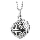 Engelsrufer mit Halskette silber rhodiniert, Klangkugel S 14mm grau