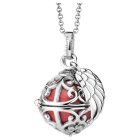 Engelsrufer mit Halskette silber rhodiniert, Klangkugel S 14mm rot