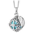 Engelsrufer mit Halskette silber rhodiniert, Klangkugel S 14mm türkis