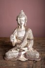 Buddha Messing versilbert 32,5 cm 