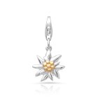 Bicolor Silber Charm rhodiniert mit Edelweiss Motiv